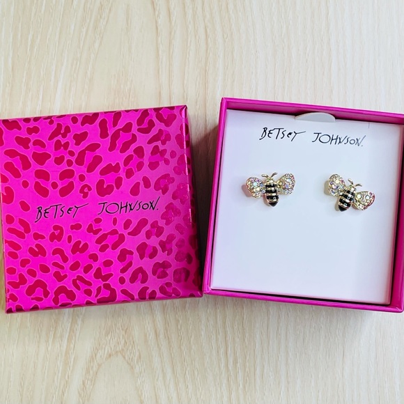 Betsey Johnson Bumble Bee Pave Stud Earrings - Picture 2 of 8